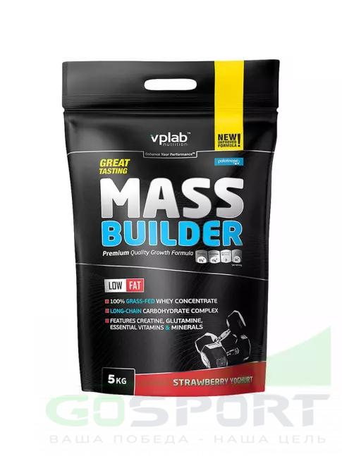 Гейнер VP Laboratory MASS BUILDER 5000 г, Клубника-Йогурт Гейнер VP Laboratory MASS BUILDER 5000 г, Клубника-Йогурт