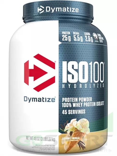 Изолят протеина Dymatize ISO100 Hydrolyzed 1400 г, Ваниль Изолят протеина Dymatize ISO100 Hydrolyzed 1400 г, Ваниль