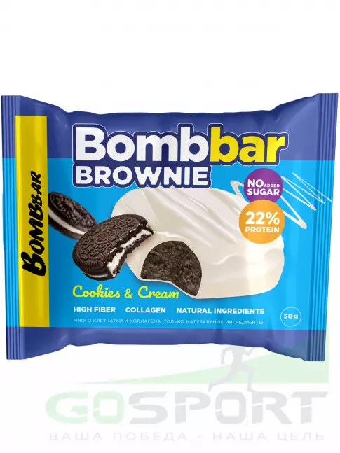 Протеиновый батончик BombBar Печенье глазированное Brownie 10 x 50 г, Печенье-крем Протеиновый батончик BombBar Печенье глазированное Brownie 10 x 50 г, Печенье-крем