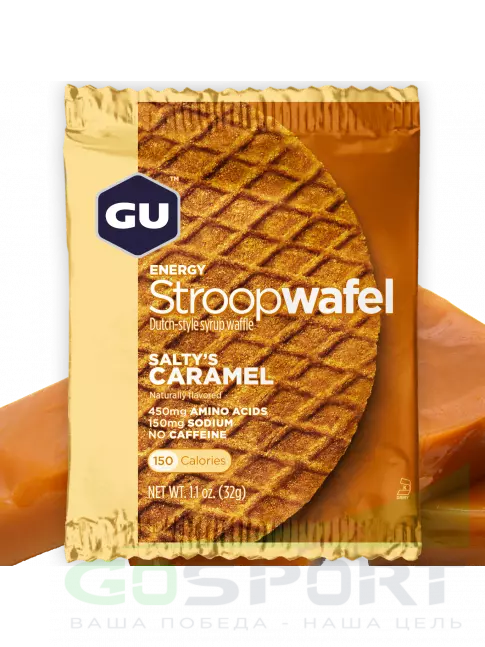 Энергетический батончик GU Energy Labs GU ENERGY STROOPWAFEL no caffeine 16 x 32 г, Соленая карамель