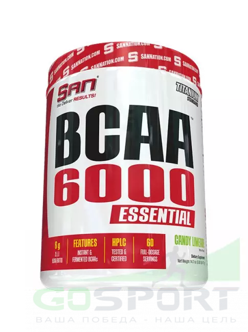 BCAA SAN BCAA 6000 417 г, Лаймовая конфета BCAA SAN BCAA 6000 417 г, Лаймовая конфета