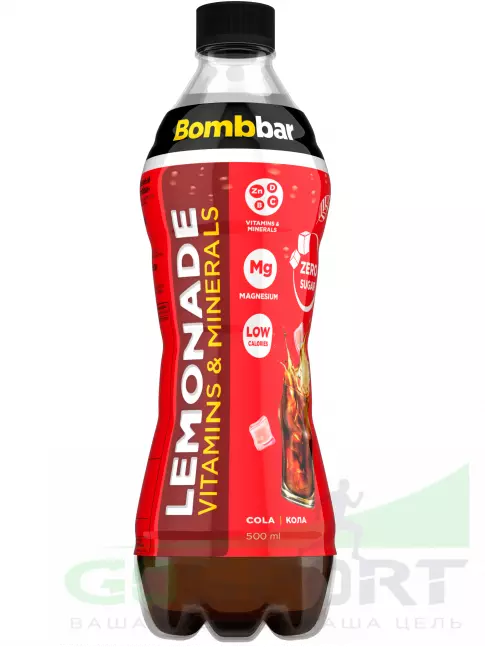 Диетический продукт BombBar Лимонад с витаминами и минералами 500 мл, Кола Диетический продукт BombBar Лимонад с витаминами и минералами 500 мл, Кола