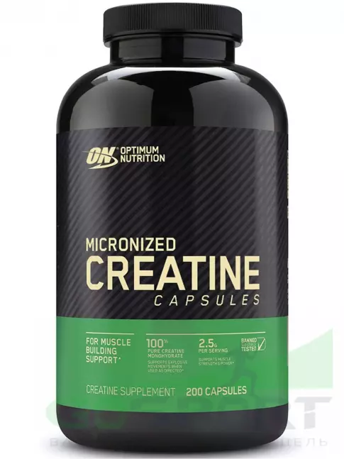 Микронизированный креатин Optimum Nutrition Micronized Creatine Capsules 200 капсул Микронизированный креатин Optimum Nutrition Micronized Creatine Capsules 200 капсул