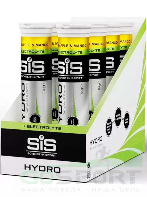 Изотоник SCIENCE IN SPORT (SiS) GO Hydro Tablet 8 x 20 таблеток, Ананас - Манго Изотоник SCIENCE IN SPORT (SiS) GO Hydro Tablet 8 x 20 таблеток, Ананас - Манго