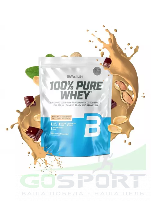 Сывороточный протеин BioTechUSA 100% Pure Whey 1000 г, Шоколадно-арахисовая паста Сывороточный протеин BioTechUSA 100% Pure Whey 1000 г, Шоколадно-арахисовая паста