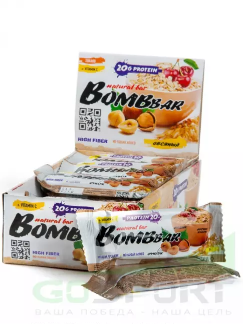 Протеиновый батончик BombBar Протеиновый батончик Natural Bar 20 x 60 г, Овсяный