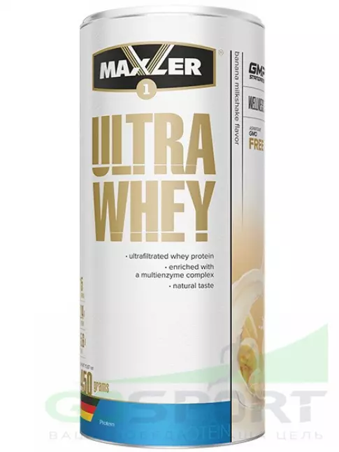 Сывороточный протеин MAXLER Ultra Whey 450 г, Банановый молочный коктейль Сывороточный протеин MAXLER Ultra Whey 450 г, Банановый молочный коктейль