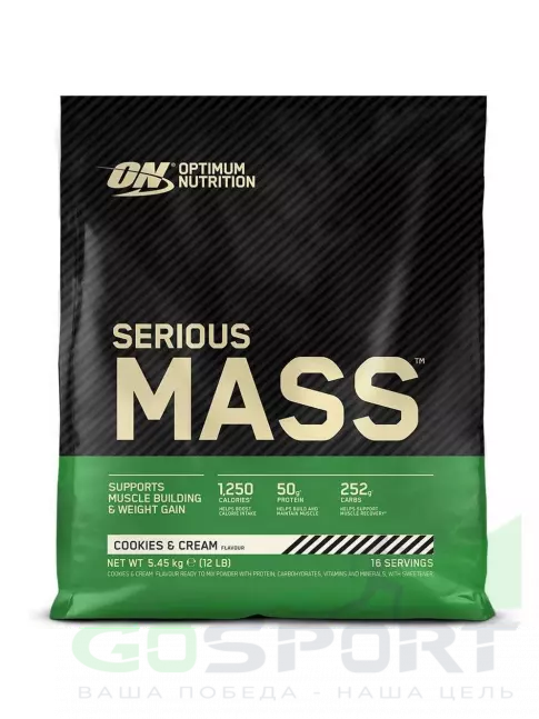 Гейнер Optimum Nutrition Serious Mass 5450 г, Печенье крем Гейнер Optimum Nutrition Serious Mass 5450 г, Печенье крем