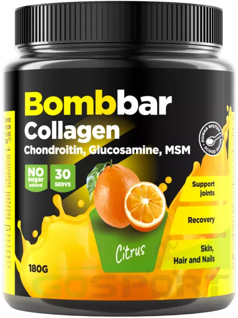 Комплекс хондропротекторов BombBar Collagen 5000 mg 180 г, Цитрус