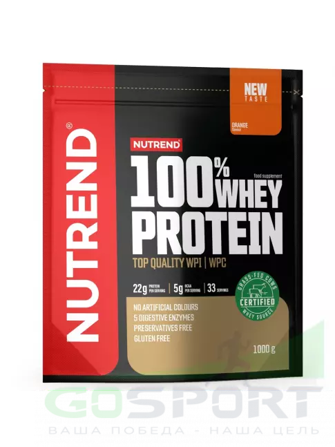 Сывороточный протеин NUTREND 100% Whey Protein 1000 г, Апельсин Сывороточный протеин NUTREND 100% Whey Protein 1000 г, Апельсин