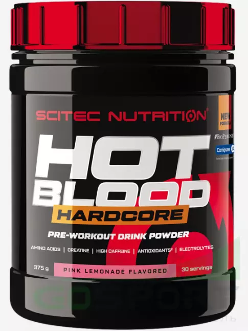 Предтреник в порошке Scitec Nutrition Hot Blood Hardcore 375 г, Розовый лимонад Предтреник в порошке Scitec Nutrition Hot Blood Hardcore 375 г, Розовый лимонад