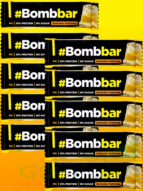 Протеиновый батончик BombBar Батончики в шоколаде без сахара 11 x 40 г, Банановый пудинг