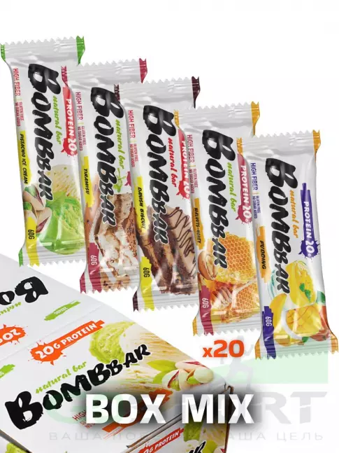 Протеиновый батончик BombBar Протеиновый батончик Natural Bar 20 x 60 г, Набор №5.6 (перекус 2) Протеиновый батончик BombBar Протеиновый батончик Natural Bar 20 x 60 г, Набор №5.6 (перекус 2)