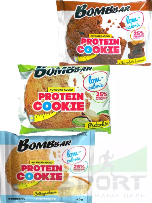 Протеиновый батончик BombBar Protein cookie 3 x 40 г, Микс Протеиновый батончик BombBar Protein cookie 3 x 40 г, Микс