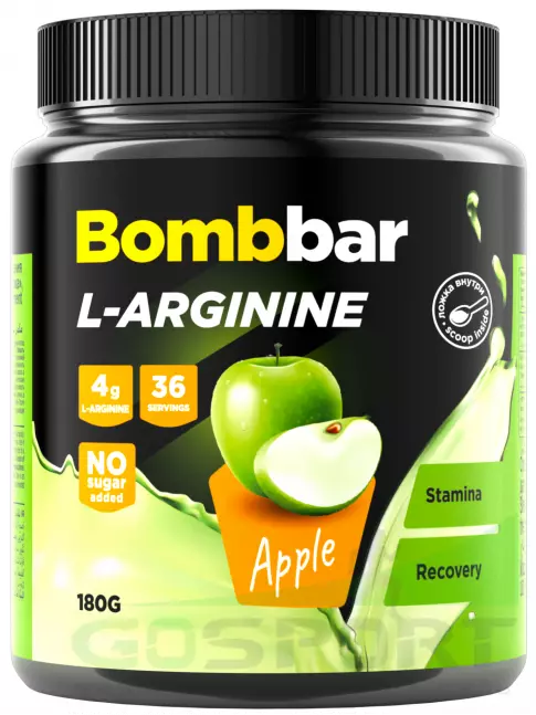 Аргинин / AAKG BombBar L-Arginine 4167 mg 180 г, Яблоко Аргинин / AAKG BombBar L-Arginine 4167 mg 180 г, Яблоко