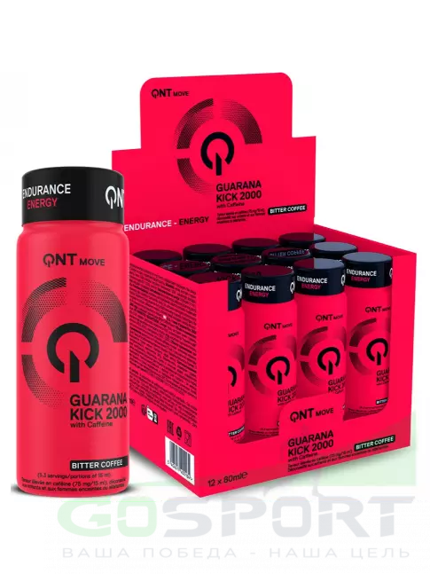 Гуарана QNT Guarana Kick 2000 mg 12 x 80 мл, Горький кофе Гуарана QNT Guarana Kick 2000 mg 12 x 80 мл, Горький кофе