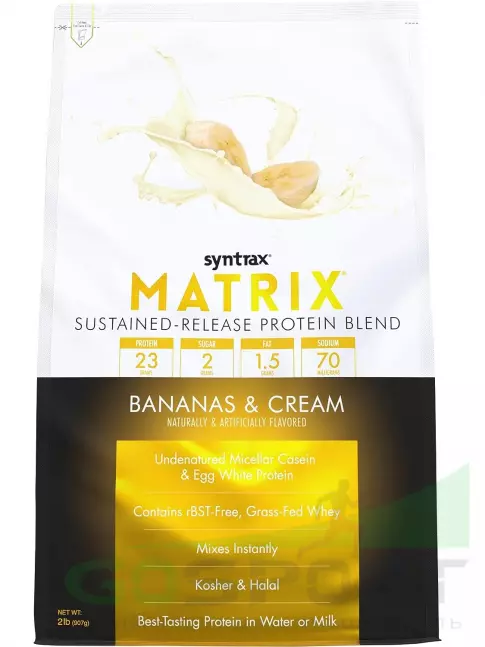 Комплексный протеин SYNTRAX Matrix 2 lbs 907 г, Банановый крем