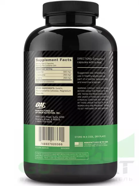 BCAA Optimum Nutrition BCAA 1000 400 капсул BCAA Optimum Nutrition BCAA 1000 400 капсул