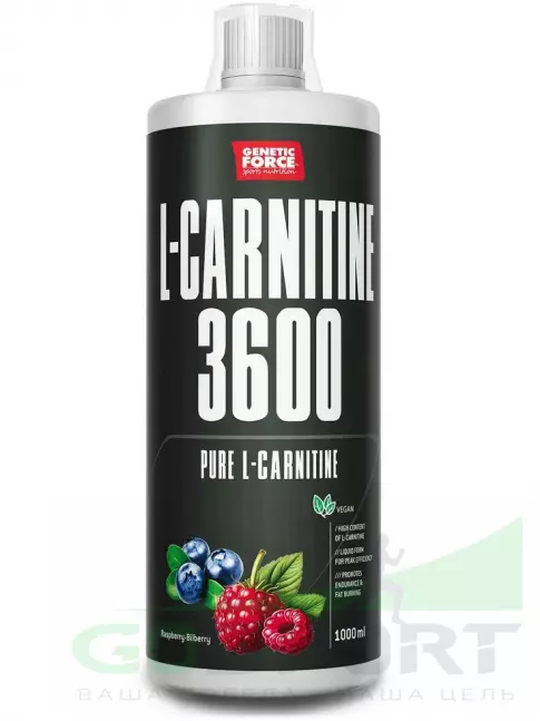 L-Карнитин жидкий GENETIC FORCE L-CARNITINE 3600 1000 мл, Малина-Черника L-Карнитин жидкий GENETIC FORCE L-CARNITINE 3600 1000 мл, Малина-Черника