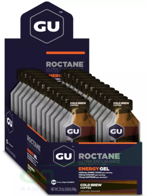 Гель питьевой GU Energy Labs GU ROCTANE Energy Gel 70mg caffeine 24 x 32 г, Холодный кофе