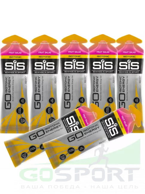 Гель питьевой SCIENCE IN SPORT (SiS) GO Isotonic Energy Gels 7 x 60 мл, Фруктовый салат Гель питьевой SCIENCE IN SPORT (SiS) GO Isotonic Energy Gels 7 x 60 мл, Фруктовый салат