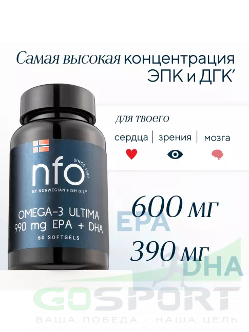 Омега-3 NFO Omega-3 Ultima 60 капсул Омега-3 NFO Omega-3 Ultima 60 капсул