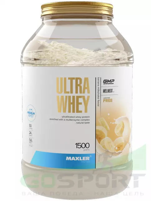 Сывороточный протеин MAXLER Ultra Whey 1500 г, Банановый молочный коктейль Сывороточный протеин MAXLER Ultra Whey 1500 г, Банановый молочный коктейль