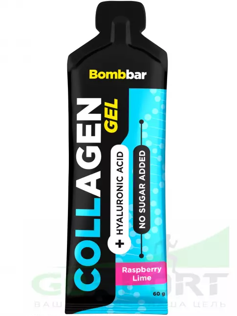 Коллаген жидкий BombBar Collagen gel 5000 mg + hyaluronic acid 6 x 60 г, Малина - лайм