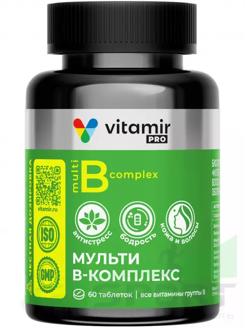Витамины группы B VITAMIR PRO Мульти В-комплекс 60 таблеток Витамины группы B VITAMIR PRO Мульти В-комплекс 60 таблеток