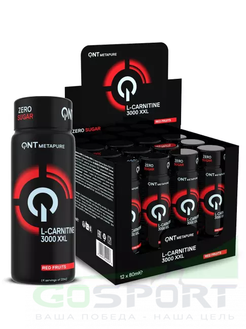 L-Карнитин жидкий QNT L-CARNITINE 3000 XXL 12 x 80 мл, Красные фрукты