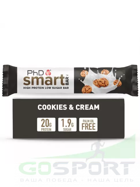 Протеиновый батончик PhD Nutrition Smart Bar 64 г, Печенье и Сливки Протеиновый батончик PhD Nutrition Smart Bar 64 г, Печенье и Сливки