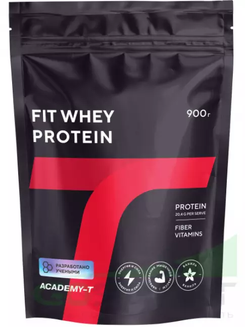 Сывороточный протеин Академия-Т Fit Whey Protein дой-пак 900 г, Ваниль