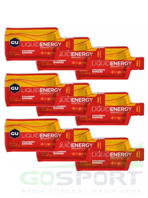 Гель питьевой GU Energy Labs GU Liquid Enegry Gel no caffeine 9 саше x 60 g, Клубника-банан Гель питьевой GU Energy Labs GU Liquid Enegry Gel no caffeine 9 саше x 60 g, Клубника-банан