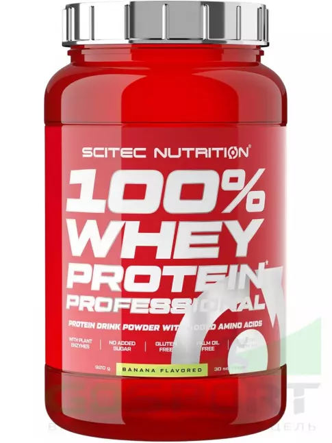Сывороточный протеин Scitec Nutrition 100% Whey Protein Professional 920 г, Банан Сывороточный протеин Scitec Nutrition 100% Whey Protein Professional 920 г, Банан