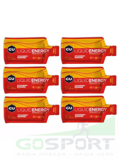 Гель питьевой GU Energy Labs GU Liquid Enegry Gel no caffeine 6 саше x 60 g, Клубника-банан Гель питьевой GU Energy Labs GU Liquid Enegry Gel no caffeine 6 саше x 60 g, Клубника-банан