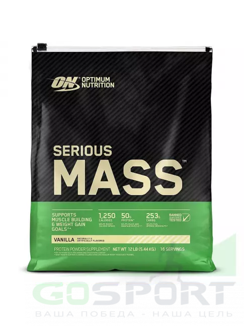 Гейнер Optimum Nutrition Serious Mass 5440 г, Ваниль Гейнер Optimum Nutrition Serious Mass 5440 г, Ваниль