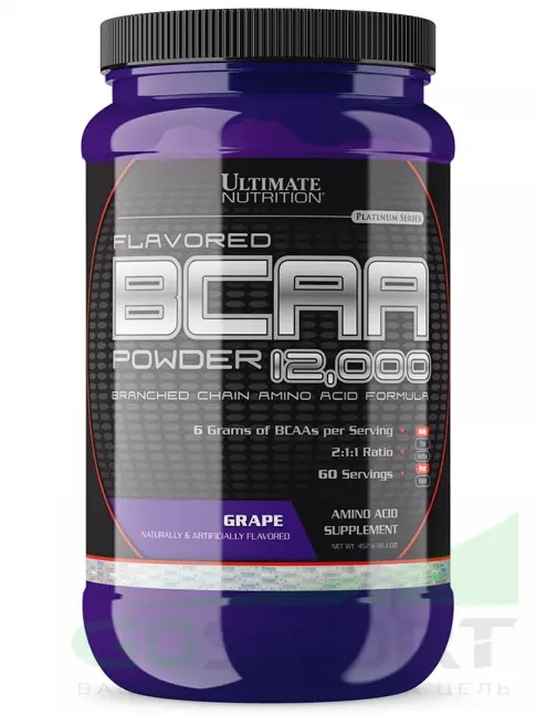 BCAA Ultimate Nutrition BCAA 12000 Powder 457 г, Виноград BCAA Ultimate Nutrition BCAA 12000 Powder 457 г, Виноград