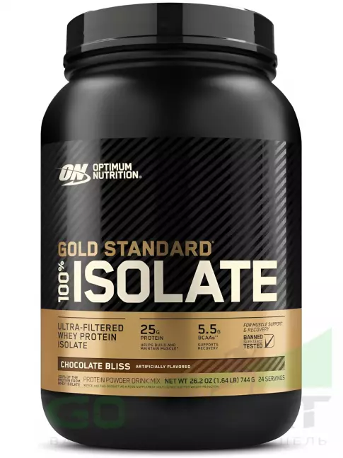 Изолят протеина Optimum Nutrition 100% Isolate Gold Standard 744 г, Шоколад Изолят протеина Optimum Nutrition 100% Isolate Gold Standard 744 г, Шоколад