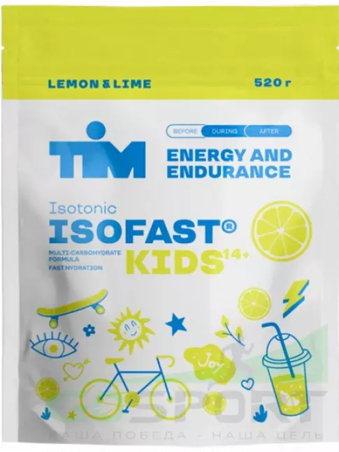 Изотоник TIM ISOFAST KIDS 520 г, Лимон-лайм Изотоник TIM ISOFAST KIDS 520 г, Лимон-лайм