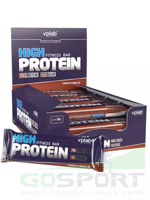Протеиновый батончик VP Laboratory HIGH PROTEIN BAR FITNESS 20х50 г, Шоколад-Ваниль Протеиновый батончик VP Laboratory HIGH PROTEIN BAR FITNESS 20х50 г, Шоколад-Ваниль