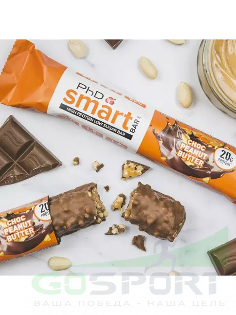 Протеиновый батончик PhD Nutrition Smart Bar 64 г, Шоколад с арахисовым маслом Протеиновый батончик PhD Nutrition Smart Bar 64 г, Шоколад с арахисовым маслом