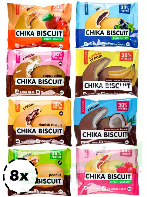 Протеиновый батончик Chikalab Бисквитное печенье Chika Biscuit 8 х 50 г, Ассорти Протеиновый батончик Chikalab Бисквитное печенье Chika Biscuit 8 х 50 г, Ассорти