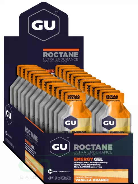 Гель питьевой GU Energy Labs GU ROCTANE Energy Gel 35mg caffeine 24 x 32 г, Ваниль-Апельсин Гель питьевой GU Energy Labs GU ROCTANE Energy Gel 35mg caffeine 24 x 32 г, Ваниль-Апельсин