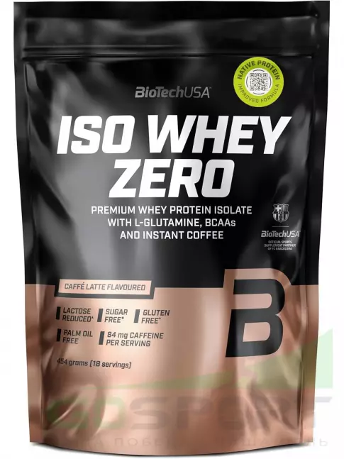 Изолят протеина BioTechUSA Iso Whey Zero 84 mg Caffeine 454 г, Кофе латте Изолят протеина BioTechUSA Iso Whey Zero 84 mg Caffeine 454 г, Кофе латте