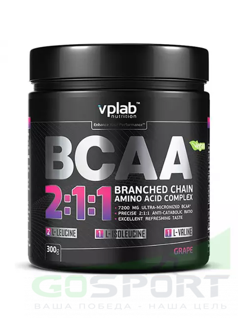 BCAA VP Laboratory BCAA 2:1:1 300 г, Виноград BCAA VP Laboratory BCAA 2:1:1 300 г, Виноград