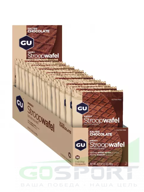 Энергетический батончик GU Energy Labs GU ENERGY STROOPWAFEL(без глютен) 16 x 32 г, Соленый шоколад Энергетический батончик GU Energy Labs GU ENERGY STROOPWAFEL(без глютен) 16 x 32 г, Соленый шоколад