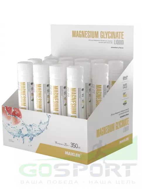 Магний MAXLER Magnesium Glycinate Liquid 14 x 25 мл, Клубника Магний MAXLER Magnesium Glycinate Liquid 14 x 25 мл, Клубника