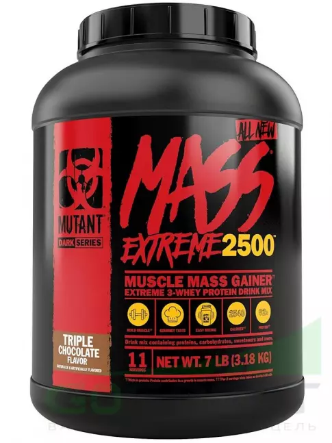 Гейнер Mutant Mass xXxtreme 2500 3290 г + шейкер, Тройной шоколад Гейнер Mutant Mass xXxtreme 2500 3290 г + шейкер, Тройной шоколад