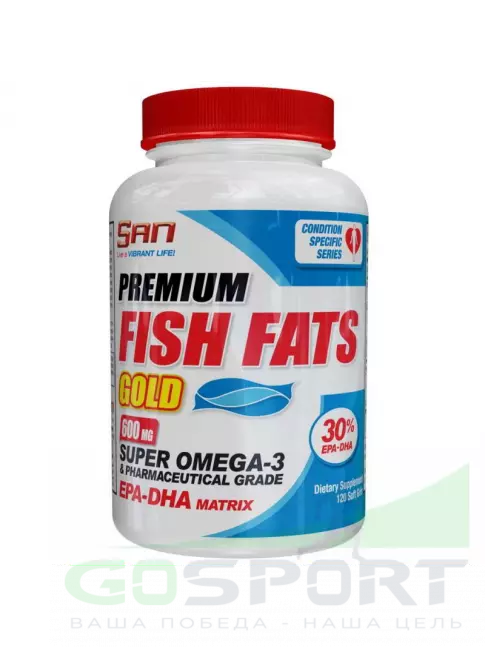 Омега-3 SAN Premium Fish Fats Gold 120 капсул Омега-3 SAN Premium Fish Fats Gold 120 капсул