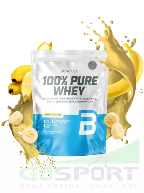 Сывороточный протеин BioTechUSA 100% Pure Whey 1000 г, Банан Сывороточный протеин BioTechUSA 100% Pure Whey 1000 г, Банан